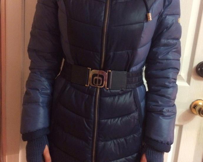 Пуховик зимний синий